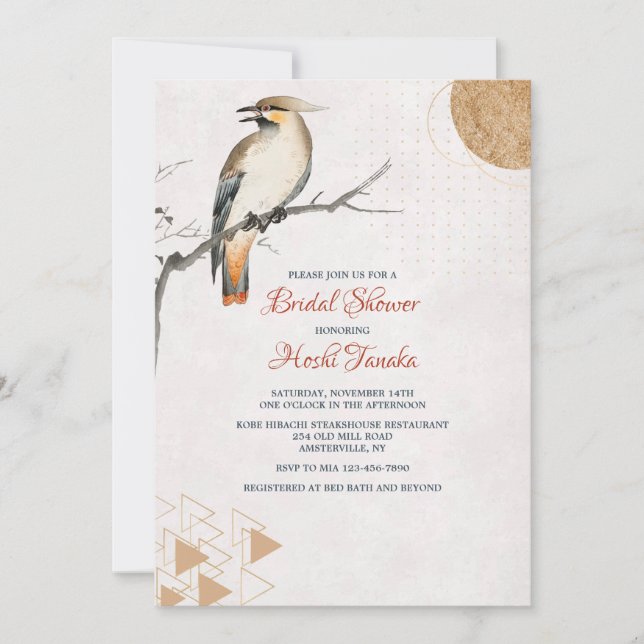 Bird On Branch Bridal Shower Invitation (Front)