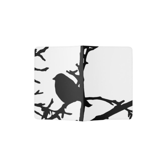 Bird on Branches Black and White Passport Holder