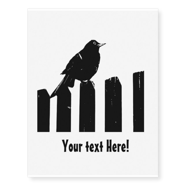 Bird on Fence Temporary Tattoos (Front)