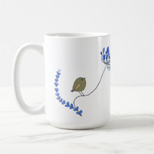 bird on flower coffee mug