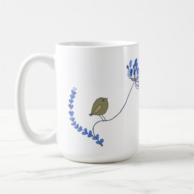 bird on flower coffee mug (Left)