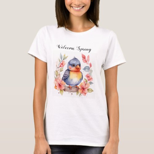 Bird on flower T_Shirt