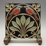 Bird on Flowers Art Deco Nouveau Faux Relief Ceramic Tile<br><div class="desc">This flat-printed ceramic tile features a bird and floral patterns reminiscent of the iconic style of Mackintosh. He was a prominent Scottish architect, designer, and artist of the Art Nouveau movement. Clean lines, geometric shapes, and a strong sense of symmetry characterize his work. These elements are beautifully represented in our...</div>