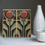 Bird on Flowers Art Deco Nouveau Wall Decor Ceramic Tile<br><div class="desc">This ceramic tile features two birds and floral patterns reminiscent of the iconic style of Mackintosh. He was a prominent Scottish architect, designer, and artist of the Art Nouveau movement. Clean lines, geometric shapes, and a strong sense of symmetry characterize his work. These elements are beautifully represented in our collection...</div>