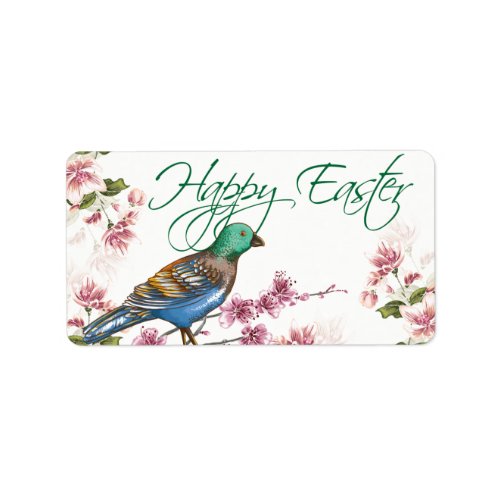 Bird on Spring Branches Happy Easter Labels