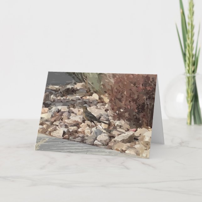Bird on the Rocks Folded Greeting Card (Front)
