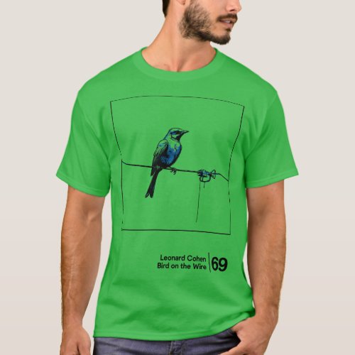 Bird On The Wire Minimalist Graphic Design Artwork T_Shirt