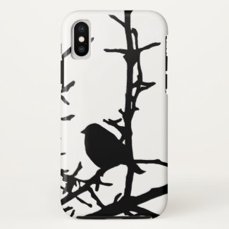 Bird on Tree Branch Black and White iPhone X Case