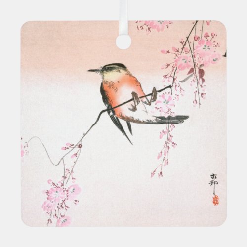 Bird on Weeping Cherry _ Shidarezakura ni kotori   Metal Ornament