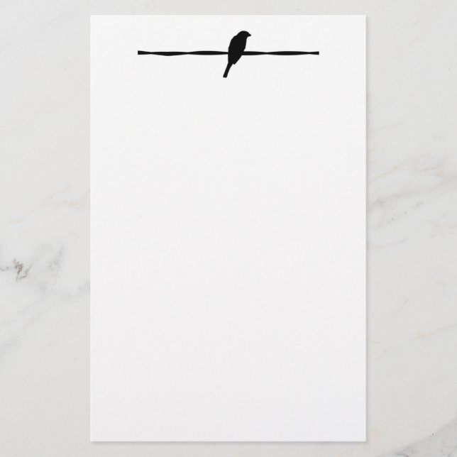 Bird on Wire/ Silhouette in B&W Stationery (Front)