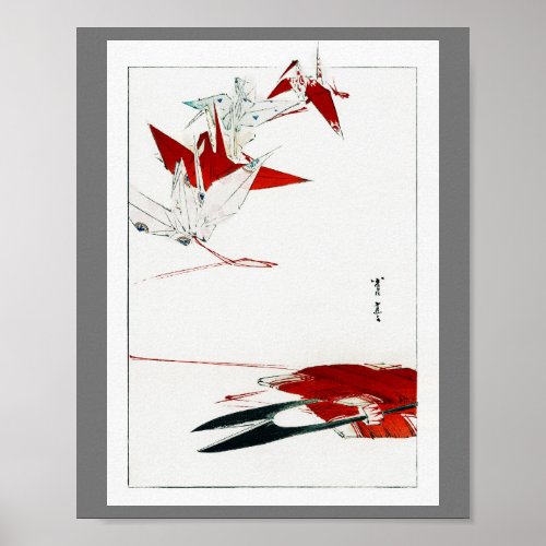 Bird Origami Watanabe Seitei Poster