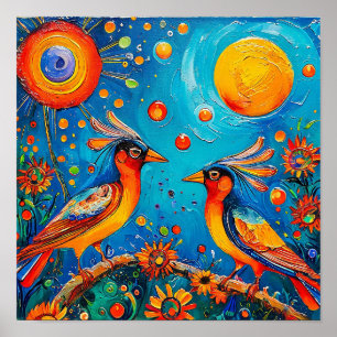 Bird Ornament Cute Vintage Bird Art Print