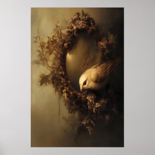 Bird Ornate Mirror Art Vintage Nature PRINTABLE Poster