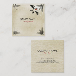Bird Over Beige Background Square Business Card