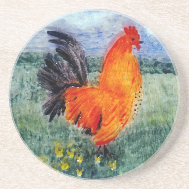 Bird Painting Rooster Chicken Drink Coaster (Front)