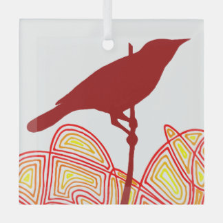 Bird Paper Napkins Glass Ornament