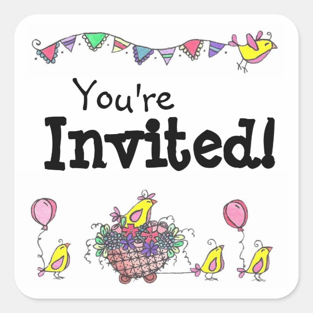 Bird Parade Square Sticker (Front)