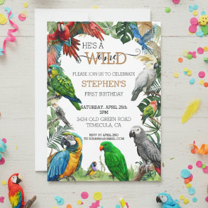 Bird Parrot Wild One Birthday Cockatoo Macaw Invitation