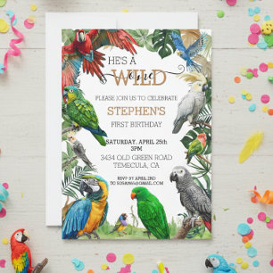 Bird Parrot Wild One Birthday Cockatoo Macaw Invitation