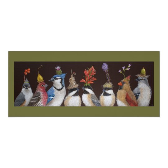 Bird party on #10 flat card