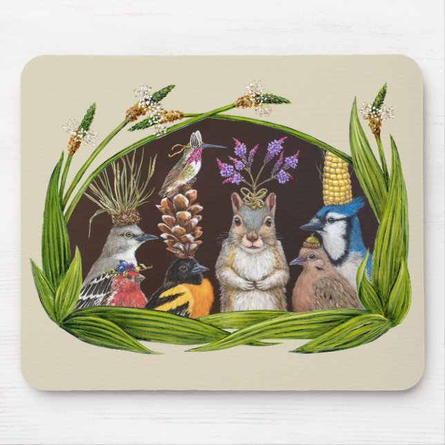 Bird party with squirrel mouse pad (Front)