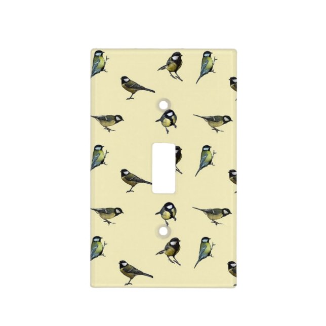 Bird Pattern Beige Light Switch Cover (Front)