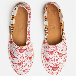 Bird Pattern Red Espadrilles