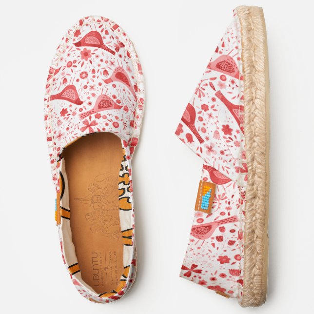 Bird Pattern Red Espadrilles (Side)