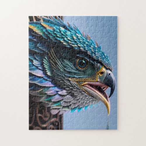 Bird peeking through ornate gate jigsaw puzzle