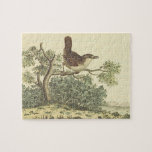 [ Thumbnail: Bird Perched On a Tree Branch (Vintage Look) Jigsaw Puzzle ]