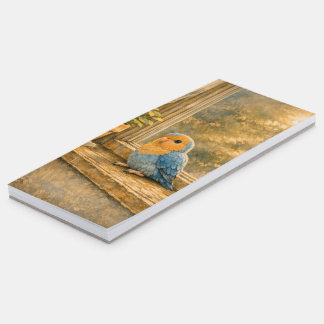 Bird Perched On Rustic Wood Magnetic Notepad