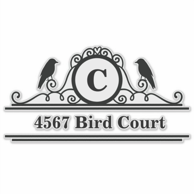 Bird Personalized Mailbox Address Sticker (Front)