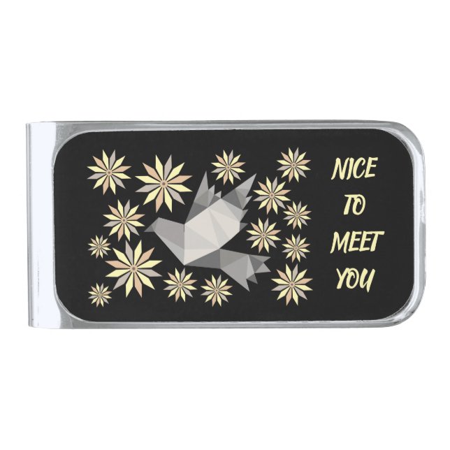 BIRD PET LOVE GIFT SILVER FINISH MONEY CLIP (Front)