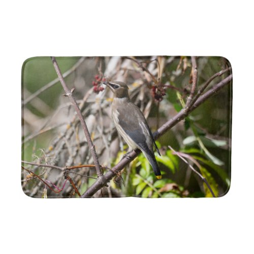 Bird Photography Bohemian Waxwing Bath Mat