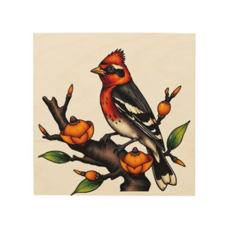 Bird pillow wood wall art