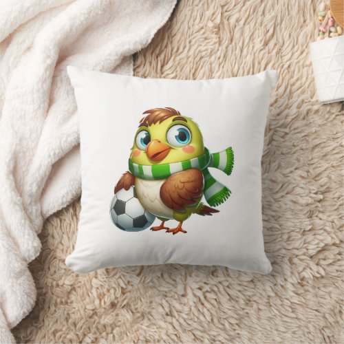 Bird Play Football Throw Pillows