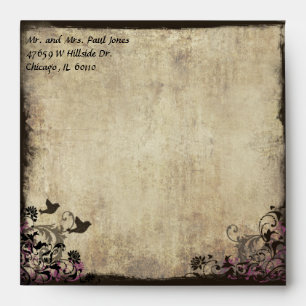 Bird Plum Vintage Wedding Envelope