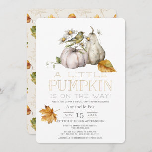 Bird Pumpkin Fall Watercolor Virtual Baby Shower Invitation