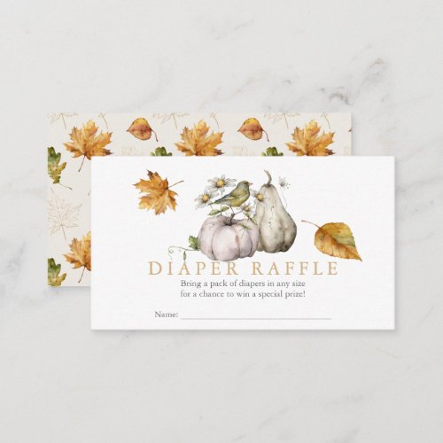 Bird Pumpkin Watercolor Diaper Raffle Ticket Enclosure Card