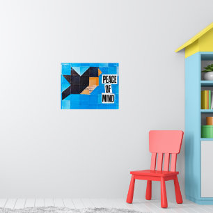 Bird Quilt Pattern Blue Sky Peace of Mind Calming Poster