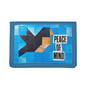 Bird Quilt Pattern Blue Sky Peace of Mind Calming Tri-fold Wallet