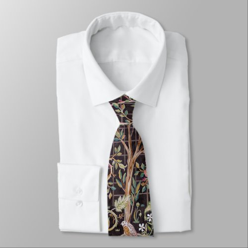 Bird  Rabbit in The Flower Garden William Morris Neck Tie