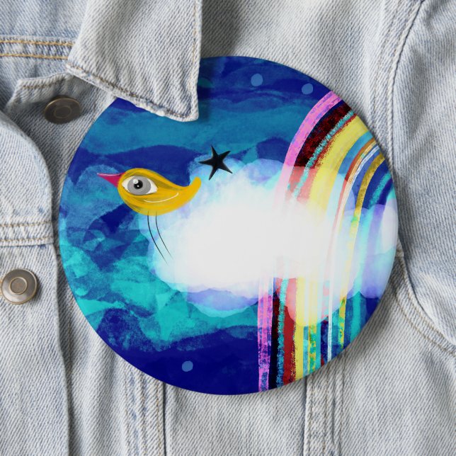 Bird rainbow blue sky button (In Situ)