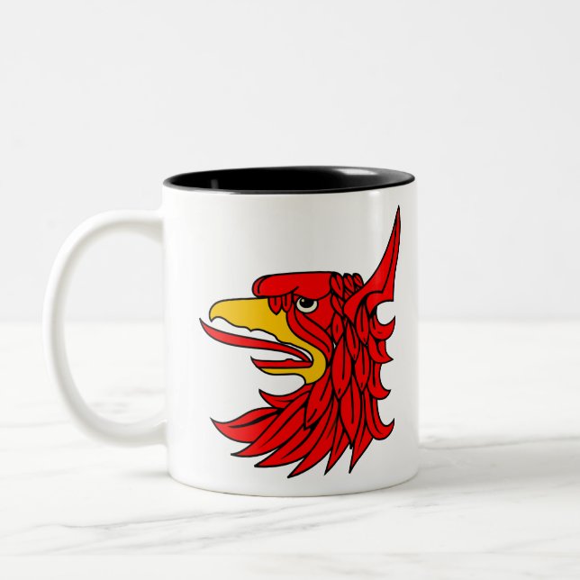 Bird Red Creature Beak Two-Tone Coffee Mug (Left)