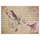 Bird Red Pink Decoupage Vintage Ephemera