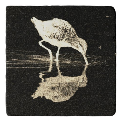 Bird Reflection Black and White Modern Trivet