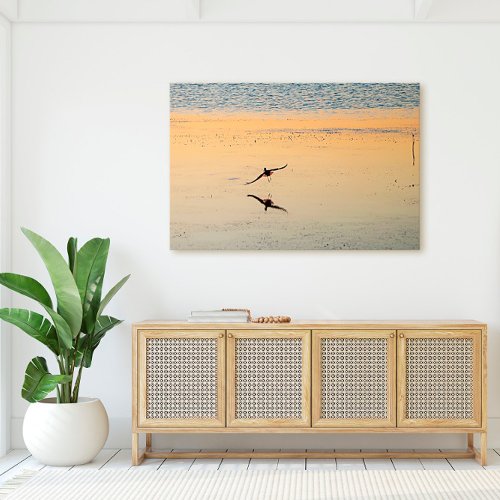 Bird Reflection Flying Sunset Key West Florida Canvas Print