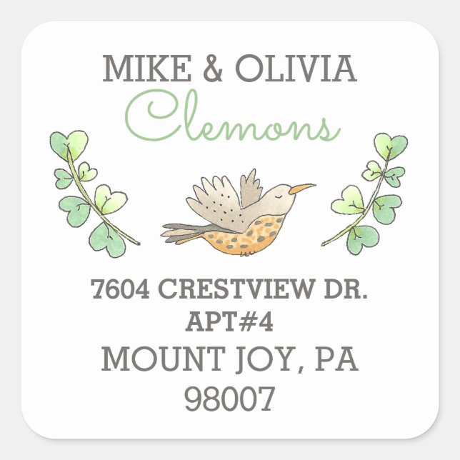 Bird Return Address Square Sticker (Front)