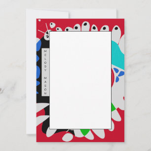 Bird’s Nest - Crimson Red Grey Custom Name Note Card