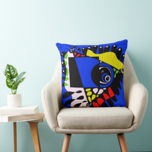 Bird’s Nest - Electric Blue Throw Pillow